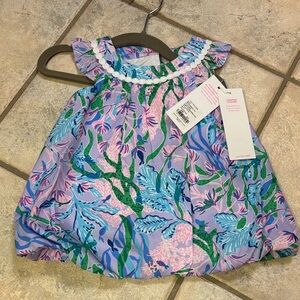 Lilly Pulitzer Pink and Green Floral Baby Dress